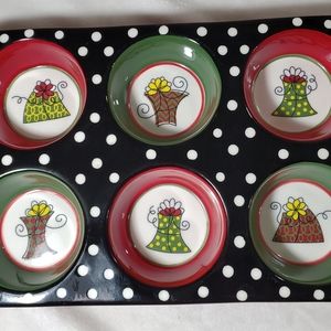 Pier 1 Import Holiday Christmas Muffin Ceramic Dish. Cake Biscuits Cornbread